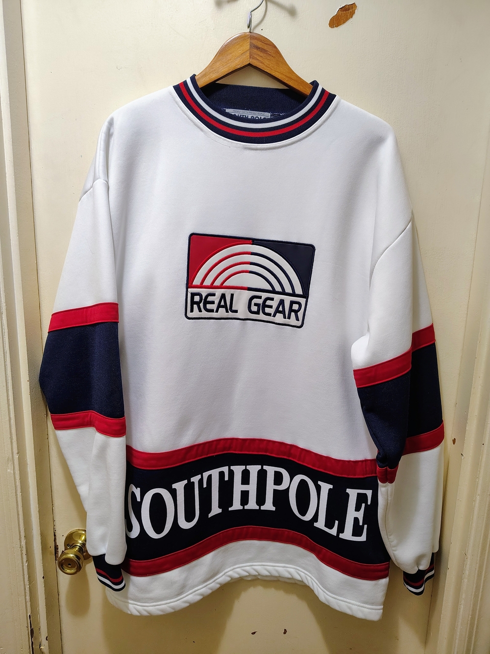 South Pole Real Gear White, Navy & Red Pullover Sweater